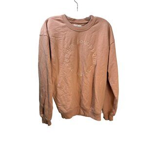 Neuapparel Womens Crewneck Sweatshirt Size L Pink Cotton Fleece Long Sleeve